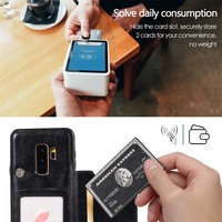 Porte-cartes à rabat en cuir PU pour Samsung Galaxy S10 S9 S8 S7 / S10 S9 S8 Plus / S10e S7 edge