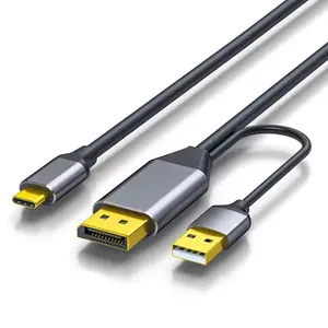 썬더볼트 3 / 4, 맥북 프로/에어 2020 / 2018 등을위한 USB 전원 어댑터 케이블과 USB C 케이블에 4K 60Hz 디스플레이 포트