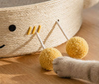Griffoir pour chat en corde de coton motif visage mignon, canapé pour chat en corde de sisal, mobilier pour animaux de compagnie beige 40 x 40 x 10 cm pour chats d'intérieur