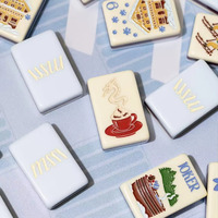 Ensemble de Mahjong américain Chalet, 160 tuiles en acrylique, théière Corgi, double étage, flocon de neige, fête du thé de l'après-midi