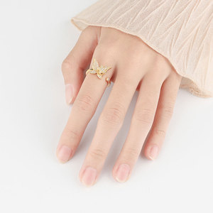 Women Creative Products Copper Gold Plated Butterfly Rotating <b>Spinner</b> Fidget <b>Rings</b> Micro Insert Zircon Anxiety Jewelry - Product Image 3