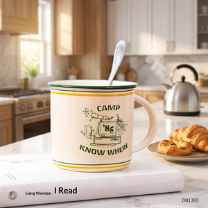 Mug en émail imitation dessin animé, tasse rétro pour le camping en plein air, résistant aux hautes températures, passe au micro-ondes, cadeau d'entreprise créatif, personnalisable - Product Image 3