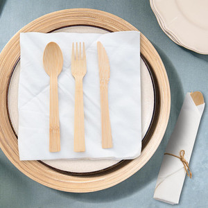 Nuovo Set di Posate Biodegradabili in Bambù, Include Coltello, Forchetta e Cucchiaio per Torte e Noodles - Ideale per il Ritorno a Scuola - Product Image 3