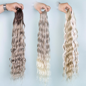 Rebecca Anna Sản Phẩm Cao Cấp Sợi Chịu Nhiệt Sâu Sóng Ombre Tóc Vàng Twist Crochet Bện Tổng Hợp Phần Mở Rộng Tóc - Product Image 2