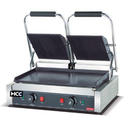 Electric Grill Panini Press Top Grooved Bottom Flat Detachable Plate Temperature Control