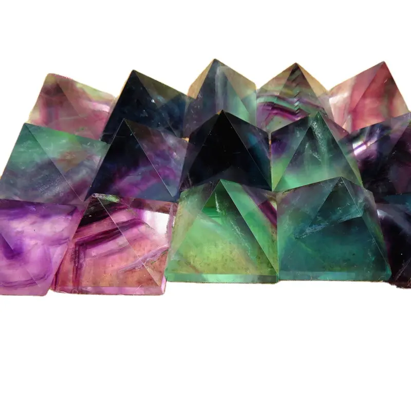 Bán Buôn Cầu Vồng Tự Nhiên Fluorite Thạch Anh Pha Lê Orgone Kim Tự Tháp Cho Chặn Giấy