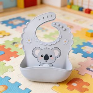 Bavoirs pour bébé en silicone de qualité alimentaire, sans BPA, non toxiques, avec logo personnalisé, ajustables, pour l'alimentation et l'apprentissage, imperméables et écologiques, vente en gros - Product Image 6
