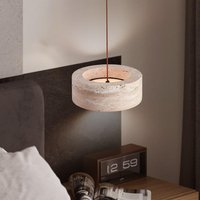 Lustre en travertin jaune Wabi Sabi Restaurant, lampe suspendue de chevet en pierre de grotte pour chambre à coucher, décoration rétro, luminaires LED suspendus