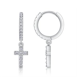 ต่างหูห้อยอัญมณี0.37CTW แบบมินิมอลสำหรับผู้หญิงต่างหูห่วงชุบทองคำขาวชุบเงิน925ของขวัญเครื่องประดับทางศาสนา - Product Image 1