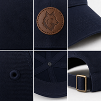 Gorra de Béisbol de Lujo de 6 Paneles con MOQ Bajo, Visera Curva de Sarga de Algodón, Parche de Cuero, Tacto Suave, Envío Rápido, Regalo Corporativo, Etiqueta Personalizada