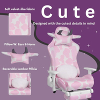 Europe Hot PU Leather Low Price Cute Cow Pink Gaming Chair Lavender COW Series Gaming Chair With Ottoman for Girls