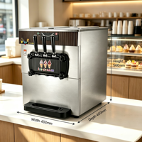 Machine à glace molle compacte à double cylindre pour comptoir, double usage domestique et commercial, pour la restauration, les food trucks et les cafés