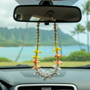 Collier de fleurs Puakeni Kenney en argile polymère fait main hawaïen, idéal pour la décoration de plage estivale et de voiture - Product Image 1