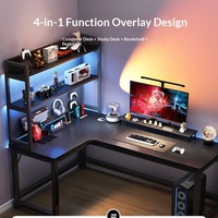Bureau d'angle en L pour ordinateur, idéal pour le gaming, l'étude, avec étagère, pour chambre ou bureau, modèle A029 Jiangsu Metal