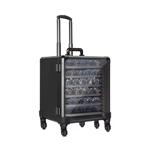 Chariot de présentation en <span class=keywords><strong>aluminium</strong></span> pour figurines, étui de transport roulant pour miniatures, valise à roulettes pour mini-modèles, plateaux verrouillables, anti-odeur pour Warhammer 40K - Product Image 1