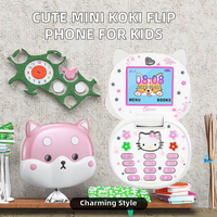 Lindo Mini Teléfono Móvil Koki Flip de Dibujos Animados para Niños, Doble SIM 2G GSM OLED, Cámara de 0.3MP, Teclado, Reproductor MP3, Teléfono Celular Desbloqueado