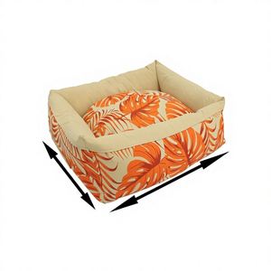 Classic Leaf Print Eco-friendly Pet Orthopedic <b>Nest</b> Square Edging Firm Support Thickened Design Canvas Removable Washable Small - Product Image 6