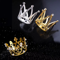 Aier florist Gold Mini Crown Cake Topper Kristall Perle Strass Braut Baby Diademe Runde Herz Dekoration Kinder Geburtstags feier