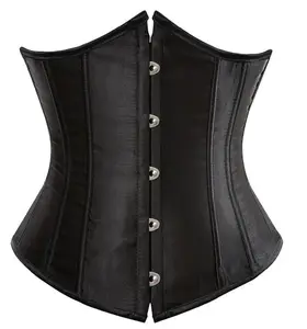 High quality metal busk clips underbust waist corset slimming waist cinchers lacing bondage satin corsets