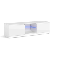 Muebles de madera de MDF para TV, muebles de mesa de esquina larga y barata, ajustable, con LED, estilo moderno, blanco y negro