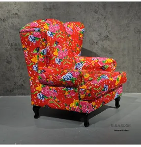 <span class=keywords><strong>Fauteuil</strong></span> grande chaise de loisirs au <span class=keywords><strong>design</strong></span> floral pour bar à cigares à whisky imprimé en <span class=keywords><strong>tissu</strong></span> avec style national - Product Image 4