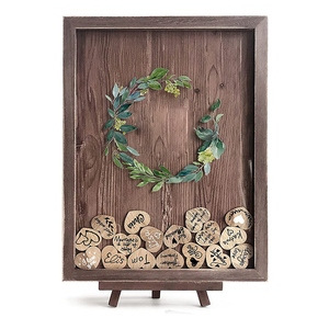 Decoraciones Rústicas de Madera de Pino para Bodas al por Mayor, Letrero para Libro de Visitas con - Product Image 1