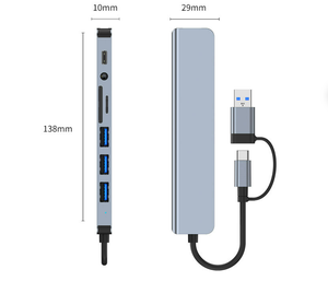 Station d'accueil USB 3.0/2.0, <span class=keywords><strong>adaptateur</strong></span> Hub Type-C, <span class=keywords><strong>prise</strong></span> <span class=keywords><strong>Jack</strong></span> 3,5 mm, en alliage d'aluminium, pour <span class=keywords><strong>PC</strong></span> S8-10 - Product Image 3