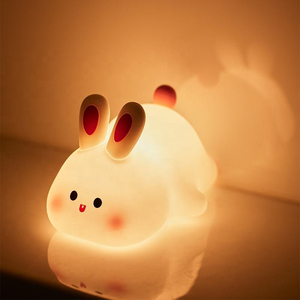 Veilleuse LED Mignonne à Capteur Tactile, Veilleuse pour Enfants en Forme de Lapin à Grand Visage en Silicone, Cadeau de Noël, Lampe de Chevet - Product Image 3