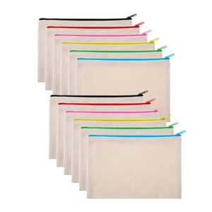 Wholesale Natural Recycled Packaging Makeup Cosmetic Bag Blank <b>Canvas</b> Zipper - Product Image 3