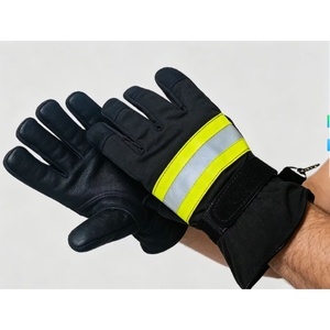Gants de pompier en cuir de qualité supérieure avec phalanges renforcées et sangle de poignet - Product Image 5