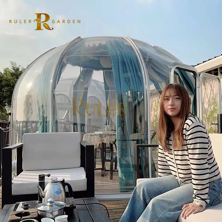 Modern exterior resort hotel cabin casa prefabbricata living trasparente luxury glamping event dome tent bubble house