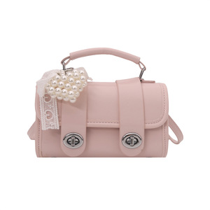 Cute Mini Bag Decorated with Pearl <strong>Bows</strong>, Girly Handbag and Shoulder Bag, Sweet and Compact square Hand Pouch - Product Image 1