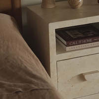 Meubles de salon en travertin beige, meubles de chambre à coucher, tables de chevet ouvertes en travertin