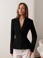 Blazer élégant pour femme, veste de costume formelle à revers et manches longues, coupe ajustée, idéal pour le bureau ou les occasions décontractées.