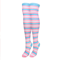 Chaussettes montantes personnalisées antidérapantes à rayures, en tricot d'automne, souples et respirantes, avec bordure extérieure, pour jeunes et adultes, OEM