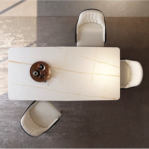 Ensemble de table à manger en marbre pour combinaison de 6 chaises table de riz minimaliste moderne ménage petit appartement table télescopique - Product Image 4