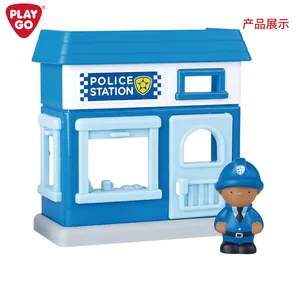 Playgo Set kantor polisi uniseks, termasuk mobil polisi dan boneka kantor polisi