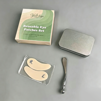 Ensemble de patchs oculaires réutilisables en silicone OEM3in1, silicone de qualité alimentaire, anti-âge, éliminateur de cernes, masque pour les yeux avec rouleau de massage en métal