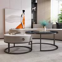 Usine chinoise de table basse de salon table basse noire table basse ronde en verre avec tiroir