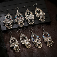 Boucles d'oreilles vintage en forme de cloche pour femme, bijou tibétain, motif floral, géométrique classique, inde, Jhumka