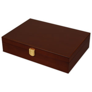 Étui de jetons de poker en bois d'acajou élégant et durable avec plateau pour solution de stockage de qualité supérieure à 200 jetons - Product Image 2