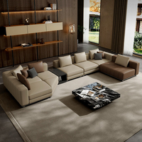 Ensemble de canapés en cuir de style italien moderne, luxe léger, à touches de piano, pour bureau, maison, hôtel