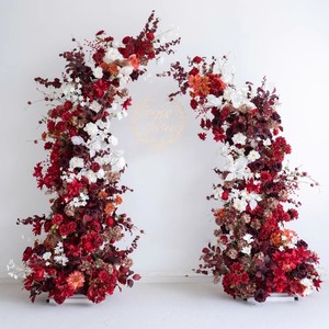 Arche de fond de scène personnalisée de luxe en soie artificielle, roses rouges et blanches, support élégant pour mur de fleurs, idéal pour <span class=keywords><strong>mariage</strong></span>, événement, anniversaire - Product Image 3