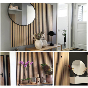 Paneles de pared acústicos de <span class=keywords><strong>madera</strong></span> de <span class=keywords><strong>imitación</strong></span> modernos de alta densidad <span class=keywords><strong>listones</strong></span> de <span class=keywords><strong>madera</strong></span> maciza ligeros ecológicos para uso en gimnasio al aire libre - Product Image 5