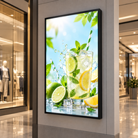 Cadre d'affichage publicitaire mural rétractable avec éclairage LED sur mesure pour centre commercial, restaurant