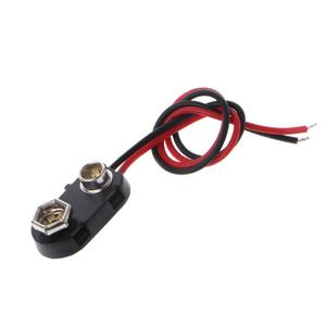 Klip Baterai 9V Tipe I Tipe T Konektor dengan Kabel Timah 150mm Hitam Merah - Product Image 1