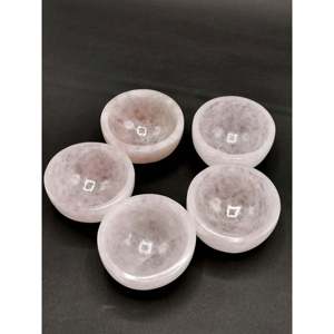 Magnifiques bols ronds en quartz rose sculptés à la main - 3 pouces de diamètre et 190 g (0,42 lb) - UN SEUL BOL - Product Image 1
