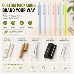 Produits écologiques, stylo à bille en paille de blé biodégradable et recyclé, logo personnalisé imprimé, stylo promotionnel pour les événements d'entreprise - Product Image 4