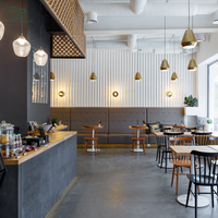 Meubles de café au design moderne et écologique avec éclairage LED, chaises et tables durables pour café