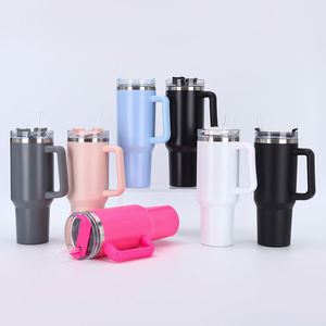 Vente en gros de gobelets isothermes en acier inoxydable pour adultes, mini, 14 oz et 20 oz, anti-fuite, sans BPA, avec poignée et logo sur le couvercle - Product Image 2
